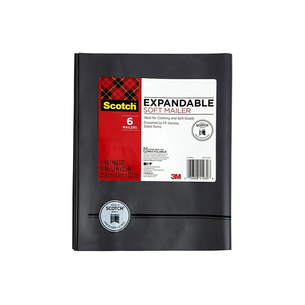 Outlet Scotch Flexible Poly Mailer, 10 in x 12.9 in, 6 pack (8994R-6)