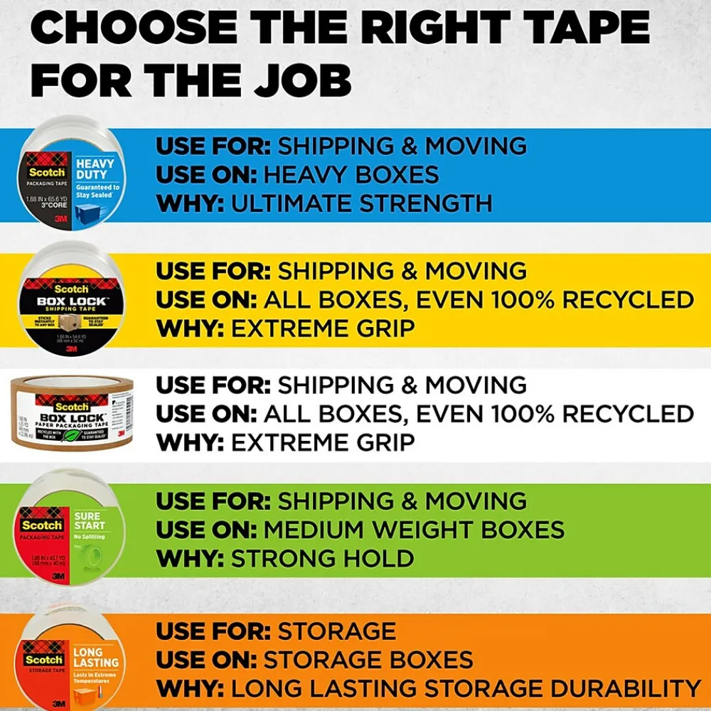 Hot Scotch Heavy Duty Shipping Packing Tape with Dispenser, 1.88" x 22 yds., Clear, 6/Pack (142-6)