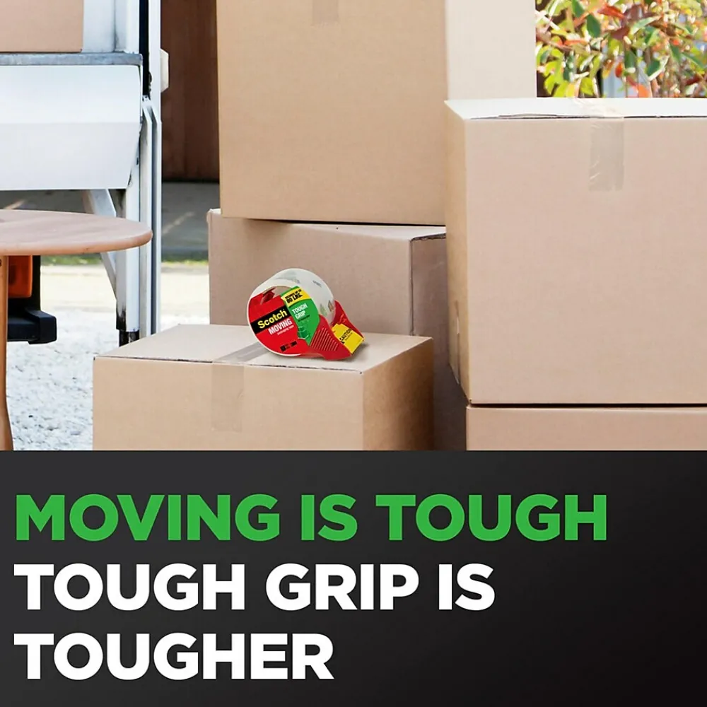 Best Scotch Tough Grip Moving Packing Tape with Dispenser, 1.88" x 38.2 yds., Clear (3500S-RD)