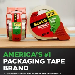 Sale Scotch Tough Grip Moving Packaging Tape, 1.88 in. x 22.2 yd., Clear (150)