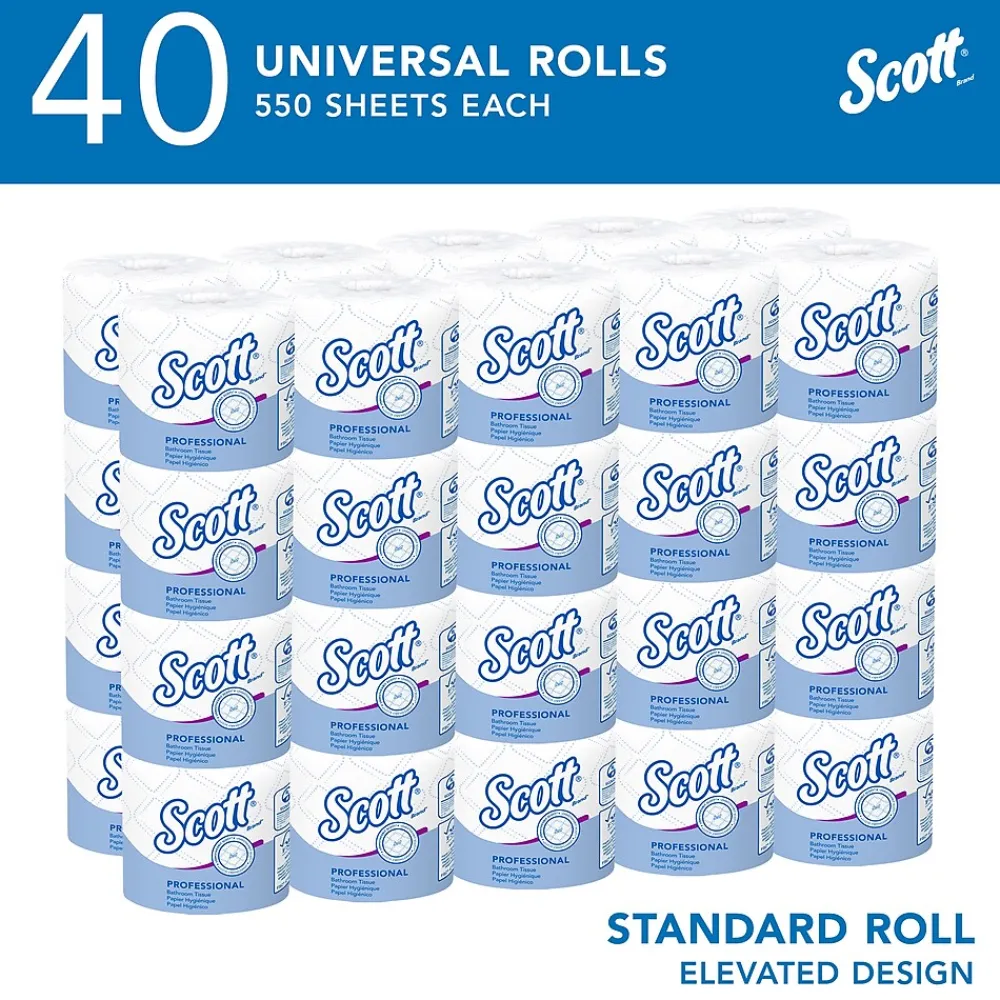 Professional Toilet Paper, 2-Ply, White, 550 Sheets/Roll, 40 Rolls/Carton (48040)<Scott Discount