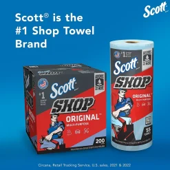 Shop Towels Original, 9.4" x 11", Blue, 55 Sheets/Roll, 6 Rolls/Pack (75180)<Scott Discount