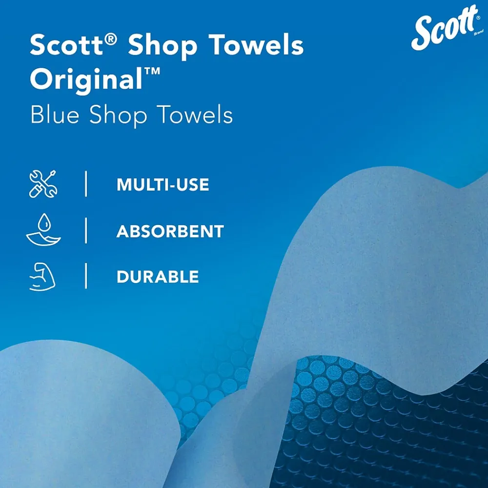 Shop Towels Original, 9.4" x 11", Blue, 55 Sheets/Roll, 12 Rolls/Carton (75147)<Scott Discount