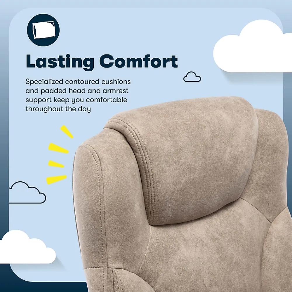 Office Chairs*Serta Comfort Eco Ergonomic Velvet Fabric Swivel Executive Chair, Light Brown (CCHR10006C)