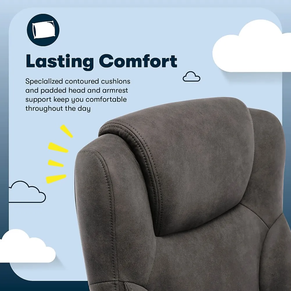 Office Chairs*Serta Comfort Eco Ergonomic Velvet Fabric Swivel Executive Chair, Brown (CCHR10006D)