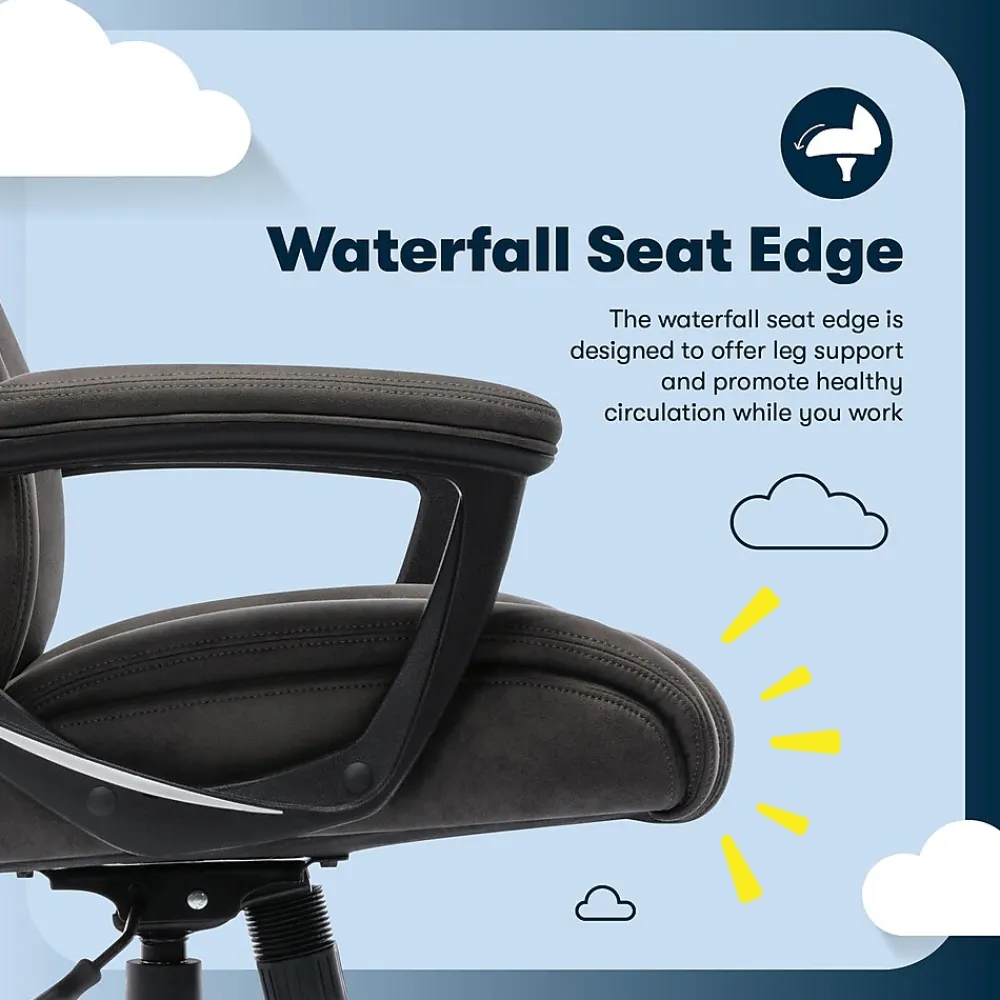 Office Chairs*Serta Comfort Eco Ergonomic Velvet Fabric Swivel Executive Chair, Brown (CCHR10006D)