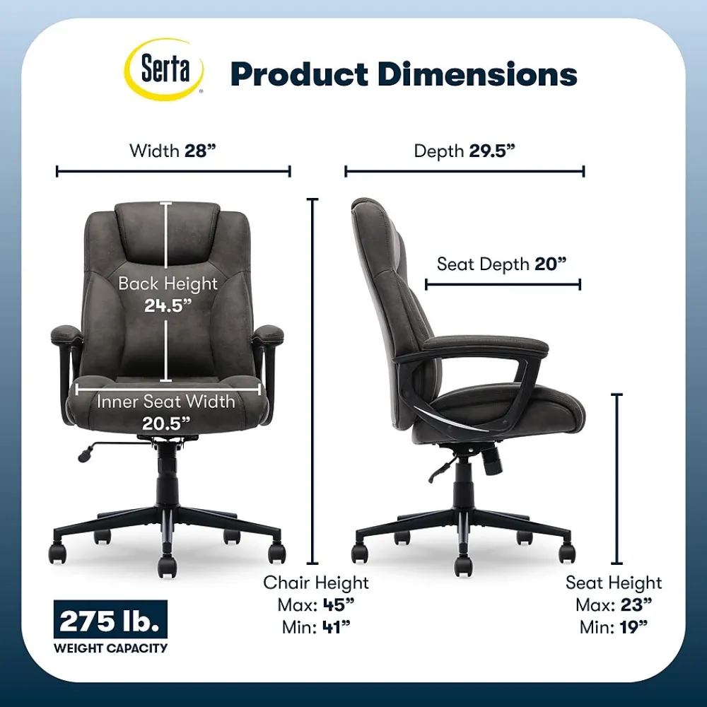 Office Chairs*Serta Comfort Eco Ergonomic Velvet Fabric Swivel Executive Chair, Brown (CCHR10006D)