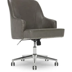 Office Chairs*Serta Style Leighton Faux Leather Swivel Home Office Chair, Gray (47925G)
