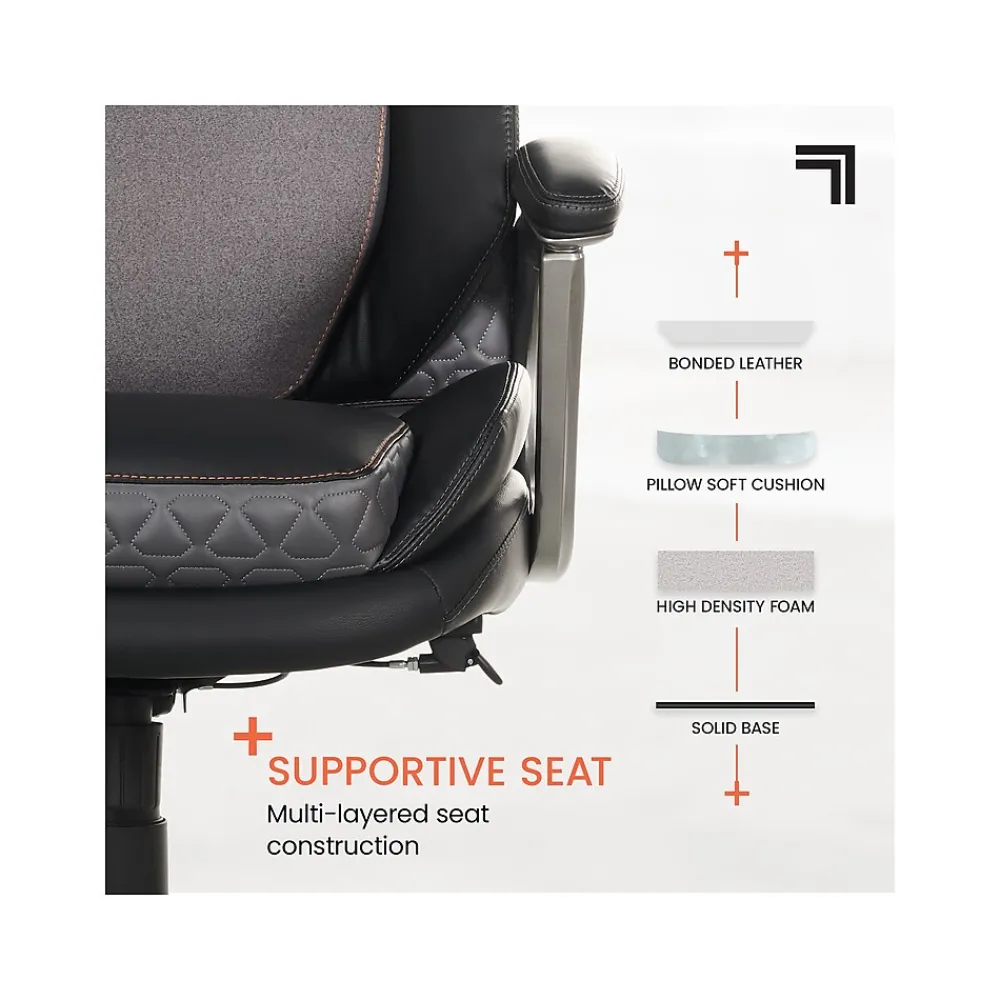 Ergonomic Chairs*Sharper Image S-600 Active Lumbar Ergonomic Bonded Leather Swivel Executive Massage Chair, (60098-BLK) Black