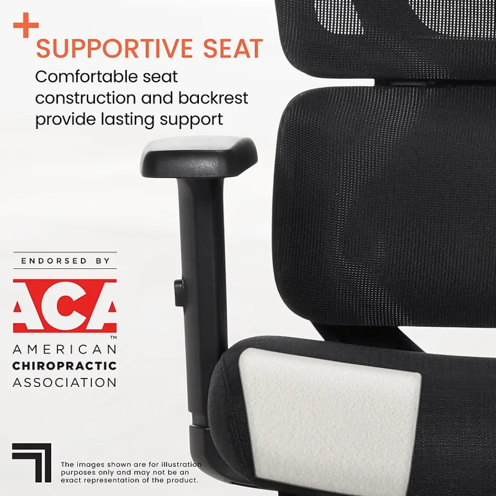 Office Chairs*Sharper Image S850 Ergonomic Mesh Swivel Massage with Heat Executive Task Chair with Footrest, Black (60106-BLK)