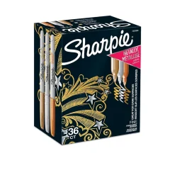 Markers|Sharpie Permanent Markers, Fine Tip, Assorted Metallic, 36/Pack (2003900) Assorted Metallic Colors