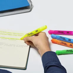 Highlighters|Sharpie Tank Highlighter, Chisel Tip, Fluorescent Yellow, 4/Pack (25164)