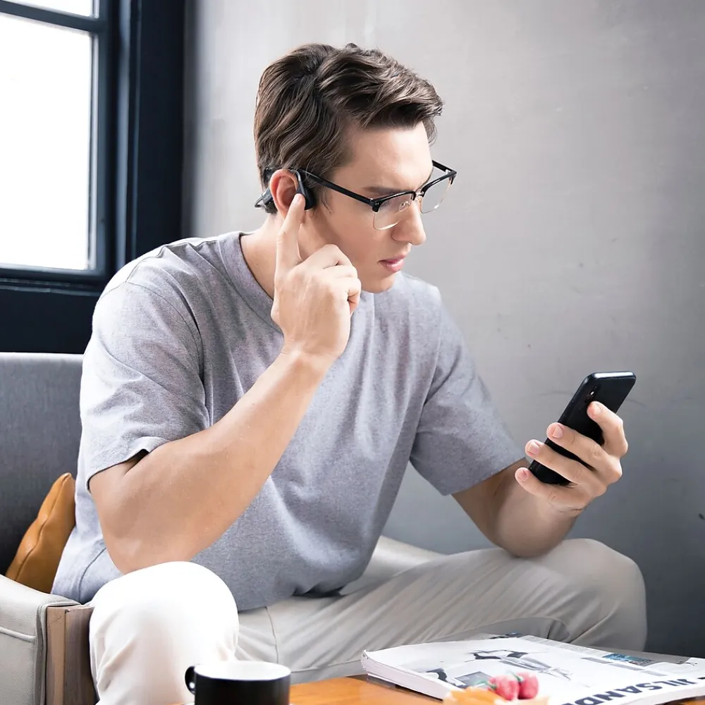 OpenMove Bone-Conduction Open-Ear Lifestyle Headphones with Microphones, Gray (S661-ST-GY-US)<Shokz Sale
