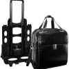 Siamod MONTEROSSO, NOVEMBRE, Embossed Crocco Leather, Ladies Patented Detachable -Wheeled Laptop Briefcase, Black (35325)<McKlein