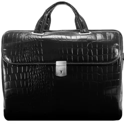 MONTEROSSO, SERVANO, Embossed Crocco Leather, Tablet Briefcase, Black (35535)<Siamod