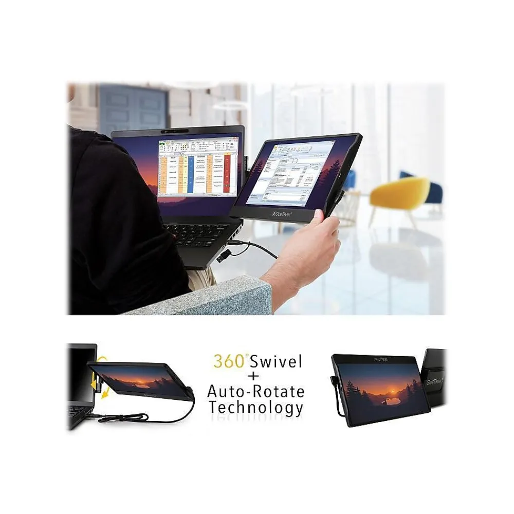 Clearance SideTrak Swivel 12.5" 60 Hz LED Portable Monitor, Black (STTL12BL)