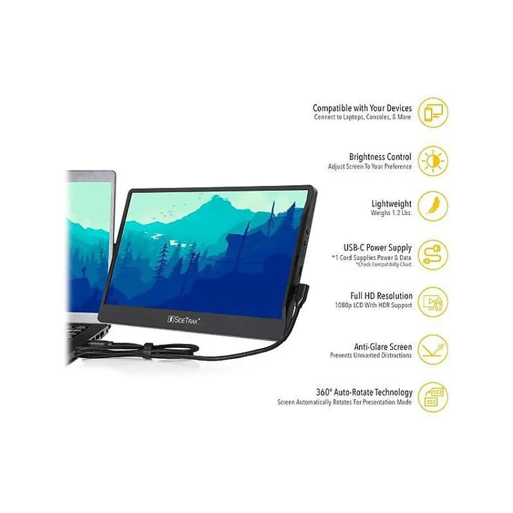 Clearance SideTrak Swivel 12.5" 60 Hz LED Portable Monitor, Black (STTL12BL)
