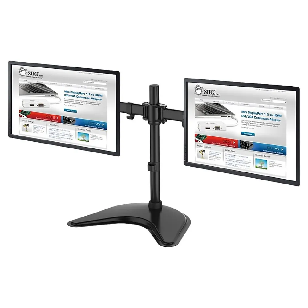 Best SIIG Articulated Freestanding Dual Monitor Desk Stand - 13"-27" Mounting kit, Up to 27", Black (CE-MT1U12-S1)