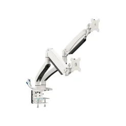Clearance SIIG Dual Monitor Aluminum Heavy Duty Desk Mount with USB and Audio Ports Arm, Up to 35", White (CE-MT3211-S1)