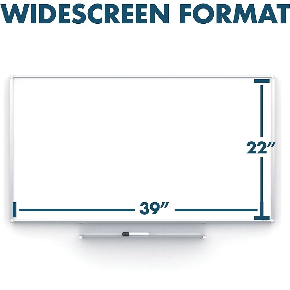 Dry Erase*Quartet Silhouette™ Total Erase® Dry-Erase Whiteboard, Silver Aluminum Frame, 39"x22' (C3922)