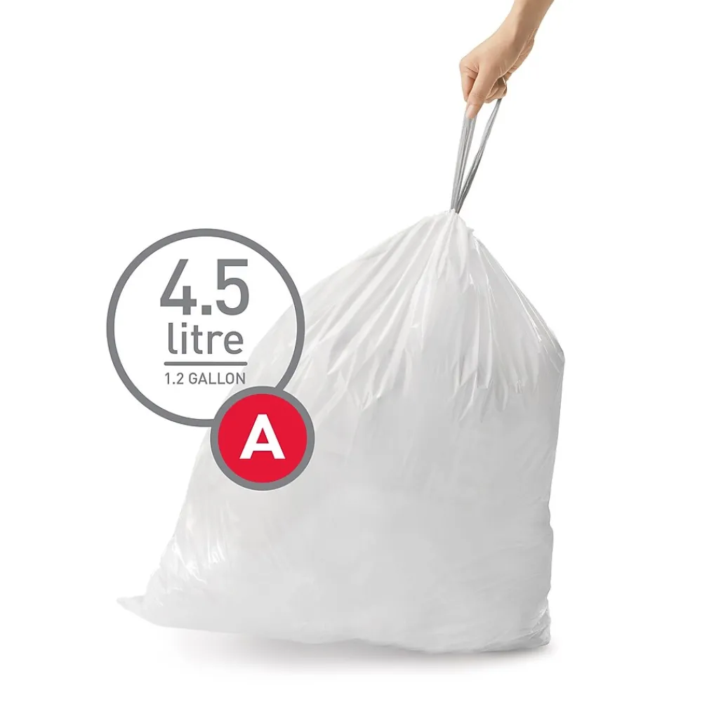 1.2 Gallon Trash Bag, Low Density, White (CW0250)<simplehuman Outlet
