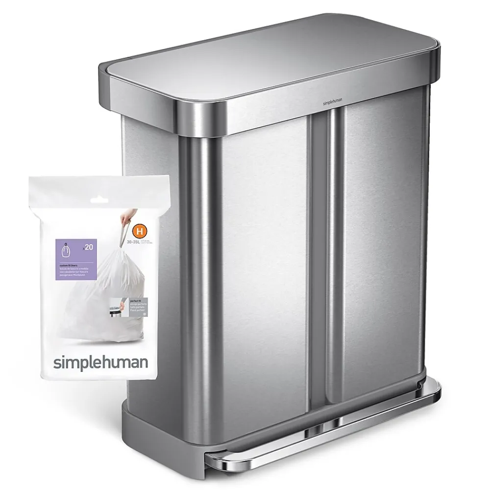 Code H 8-9.3 Gallon Trash Bag, 6.5" x 8.9", Low Density, 1.3 mil, White, 240 Bags/Box (CW0258)<simplehuman Online