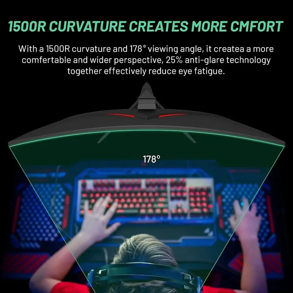 Outlet Skytech Gaming Skytech Moon Shadow 27" Curved 2K 180 Hz Gaming Monitor, Black (MT-MOONSHADOW-0001-B-SK)