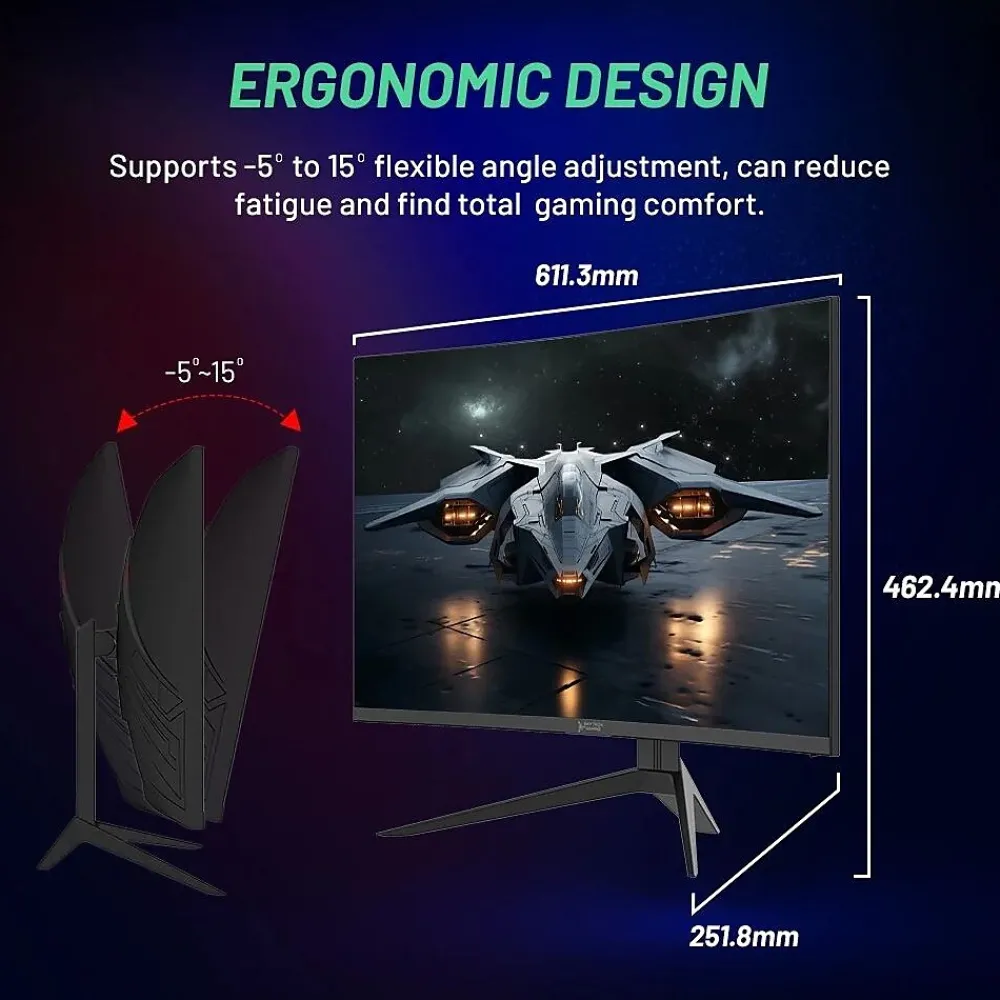 Outlet Skytech Gaming Skytech Moon Shadow 27" Curved 2K 180 Hz Gaming Monitor, Black (MT-MOONSHADOW-0001-B-SK)