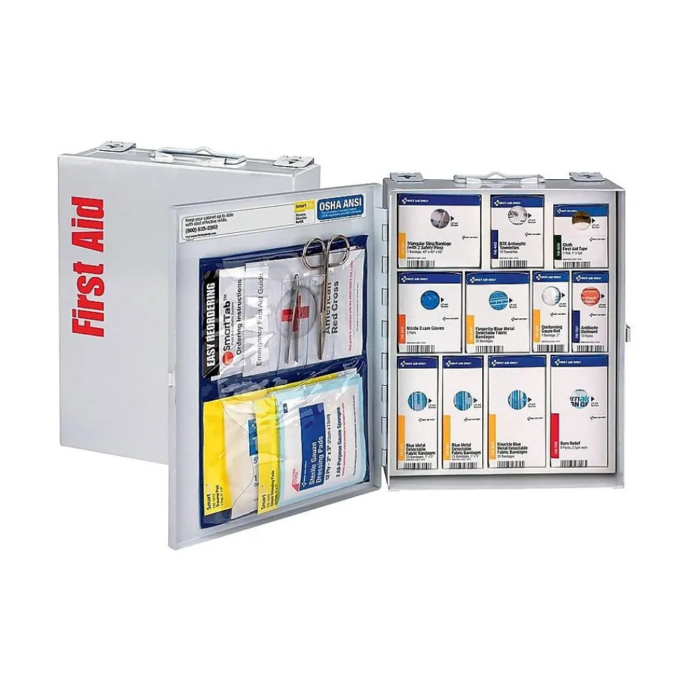 SmartCompliance Food Service Metal First Aid Cabinet without Medication,25 People, 137 Pieces (1350-FAE-0103)
