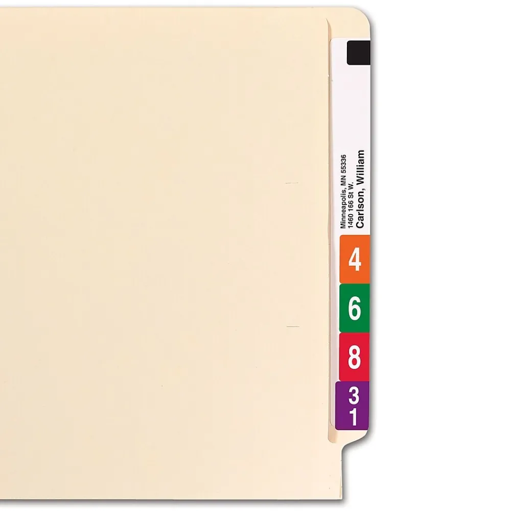 File Folders|Smead End Tab 100% Recycled File Folder, Shelf-Master Reinforced Straight-Cut Tab, Letter Size, Manila, 100/Box (24160)
