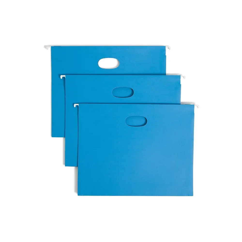 Hanging File Folders|Smead Hanging File Folders, 1/5-Cut Adjustable Tab, Letter Size, 3" Expansion, Sky Blue, 25/Box (64270)