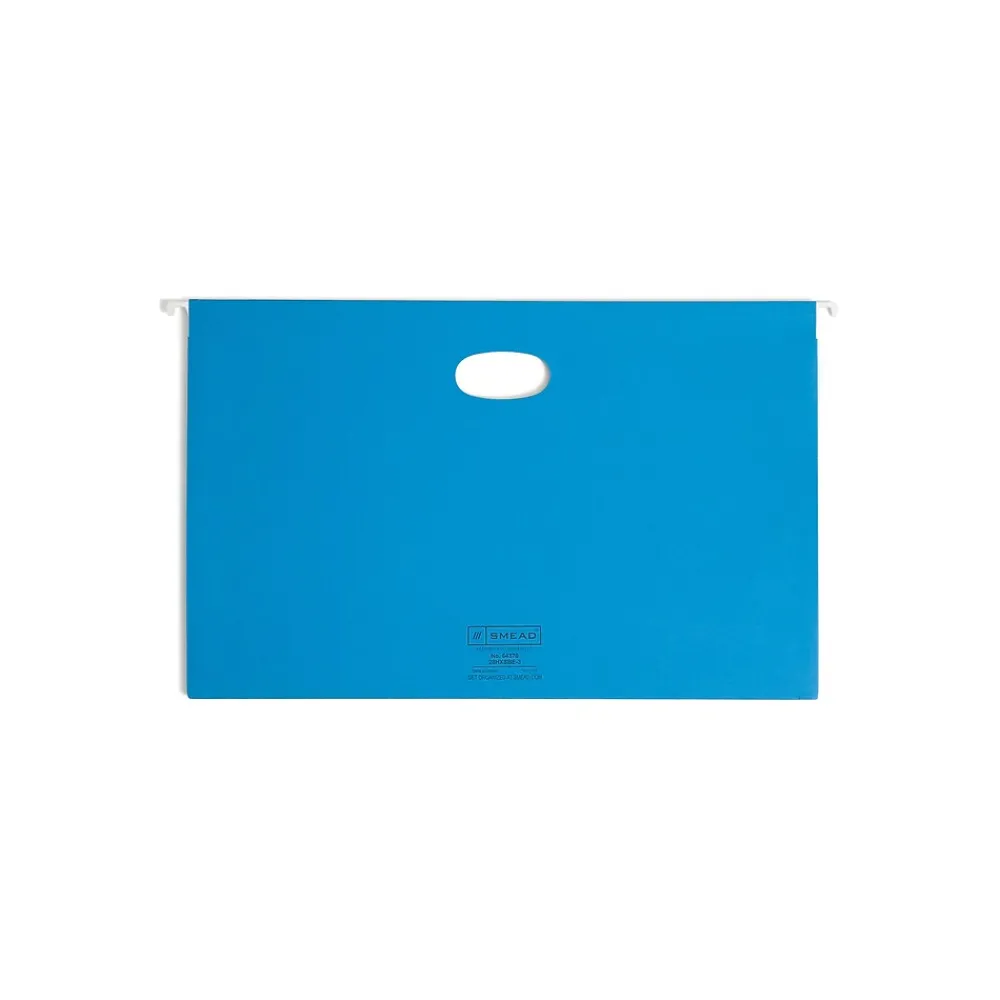 Hanging File Folders|Smead Hanging File Folders, 1/5-Cut Adjustable Tab, Legal Size, Sky Blue, 25/Box (64370)
