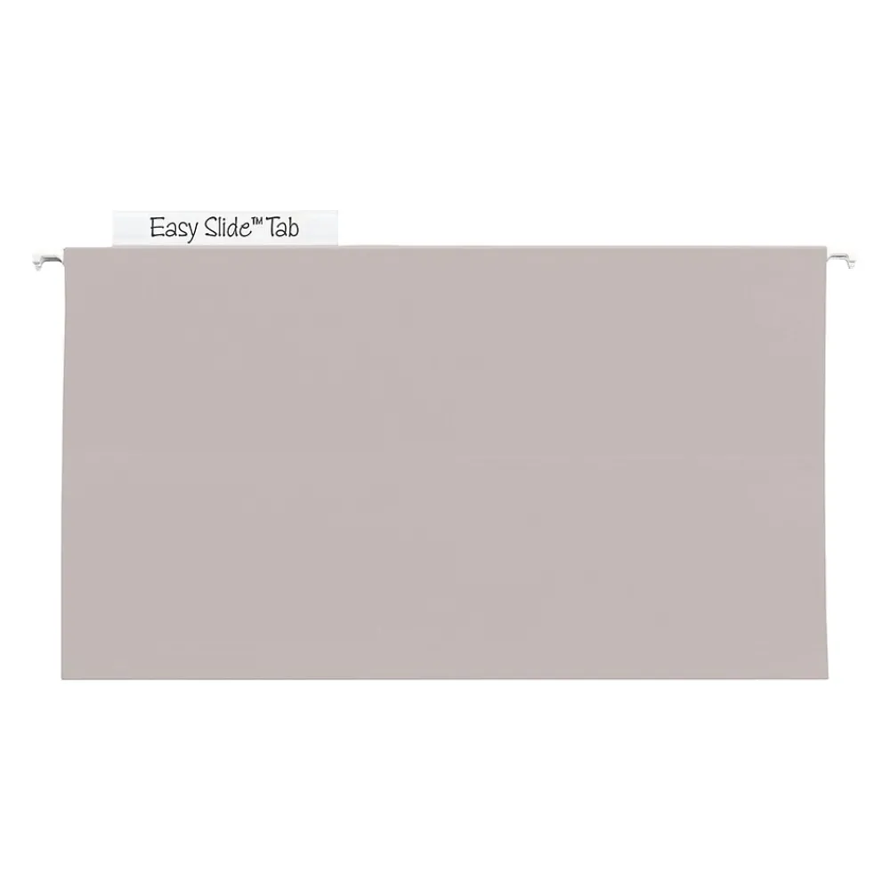 Hanging File Folders|Smead Heavy Duty TUFF Hanging File Folders with Easy Slide™ Tab, 1/3 Cut, Legal Size, Steel Gray, 18/Box (64340)