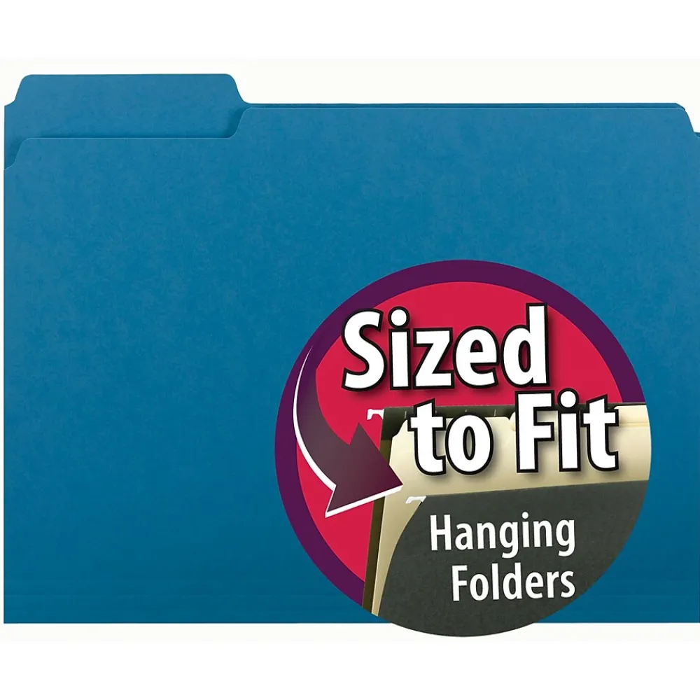 File Folders|Smead Interior File Folder, 3 Tab, Letter Size, Sky Blue, 100/BX (10287)
