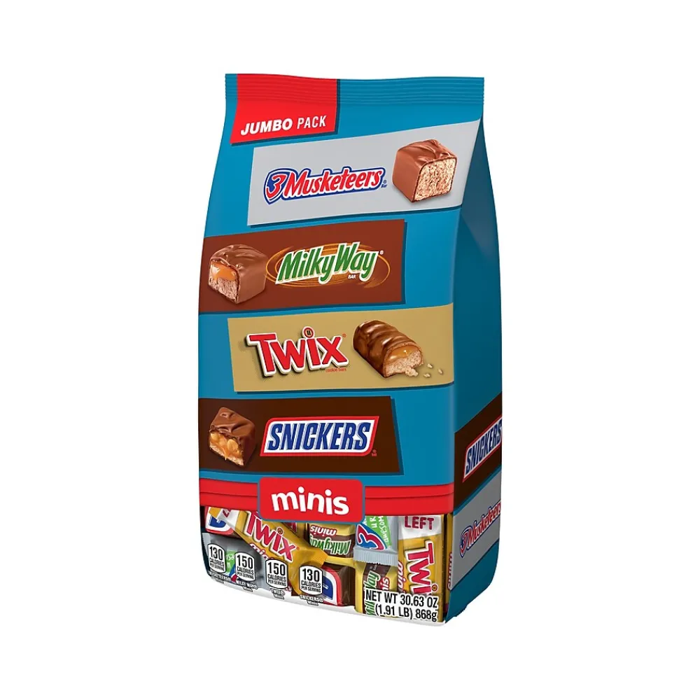 Mars Snickers, Twix, 3Musketeers and MilkyWay Minis Milk Chocolate Candy Bars Bulk Variety Pack, 30.63 oz. (460690)
