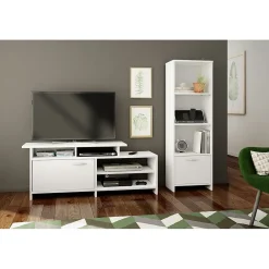 Bookcases*South Shore Step One Narrow 3-Shelf Bookcase with Door, (10249) Pure White