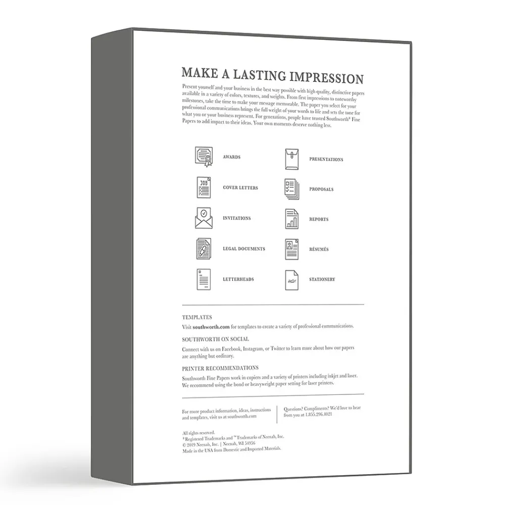 Resume Paper*Southworth Granite 8.5" x 11" Specialty Paper, 24 Lbs., Smooth, 500/Box (934C)