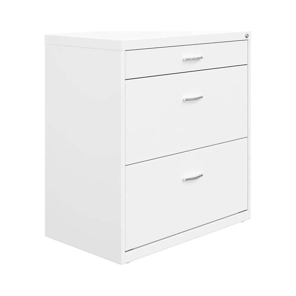 File Cabinets*Space Solutions 3-Drawer Lateral File Cabinet, Letter/Legal Size, Lockable, 31.88"H x 30"W x 17.63"D, White (25071)