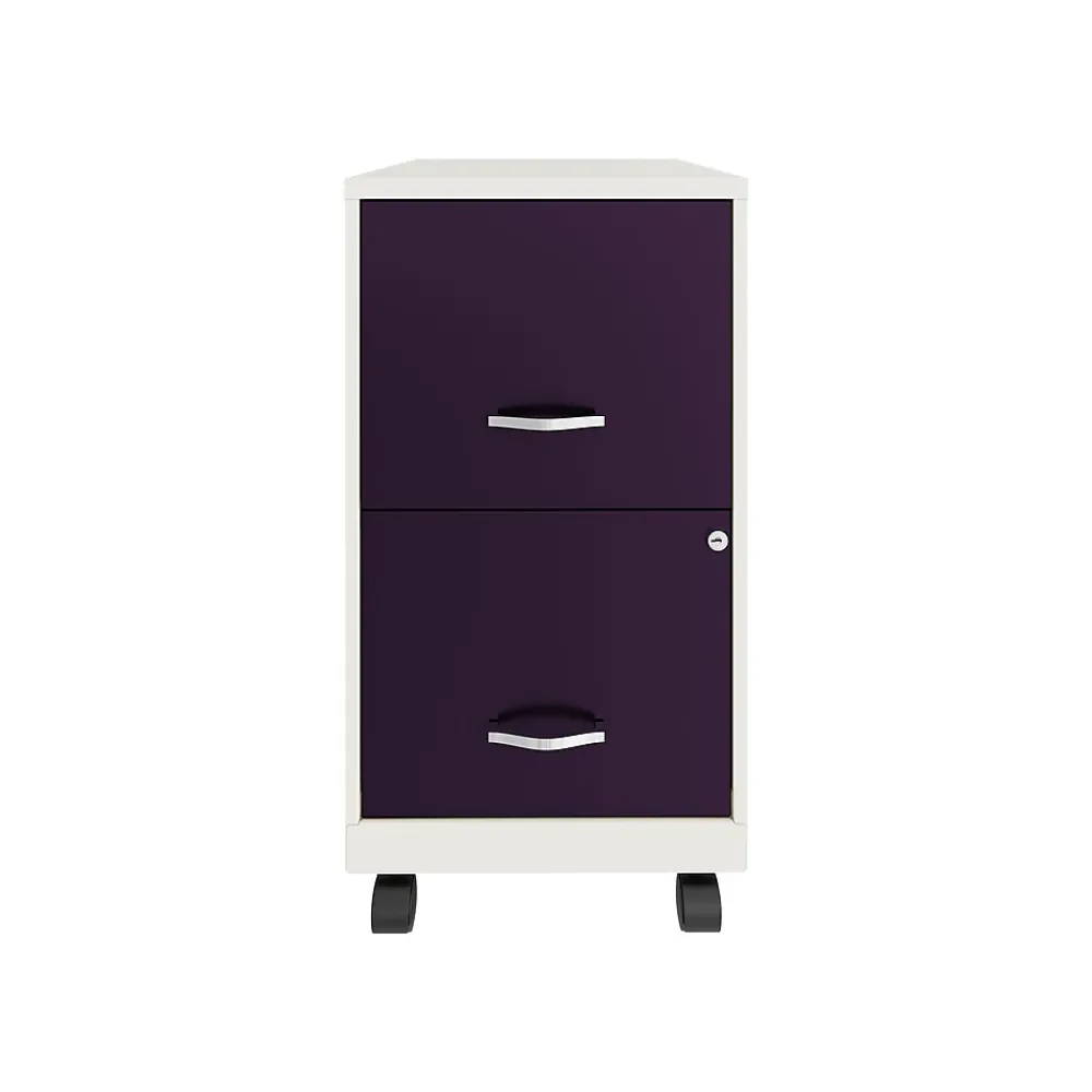 File Cabinets*Space Solutions SOHO Smart File 2-Drawer Mobile Vertical File Cabinet, Letter Size, Lockable, Pearl White/Midnight Purple(25336)