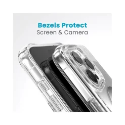 Speck Presidio Perfect-Clear MagSafe ClickLock Phone Case for iPhone 15 Pro Max, Clear/Chrome (150465-3199)