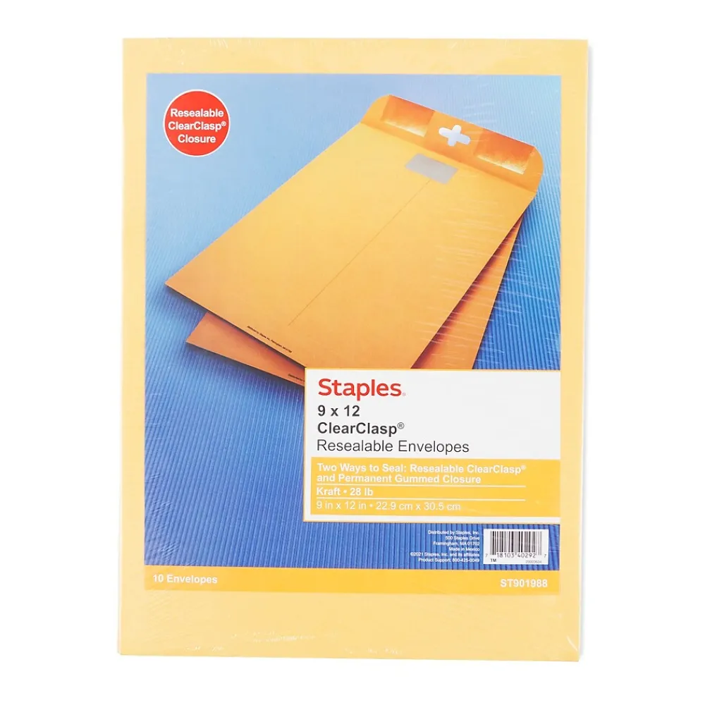New Staples #10 1/2 Kraft Catalog Envelope, 9" x 12", Kraft, 10/Pack (SPL901988)