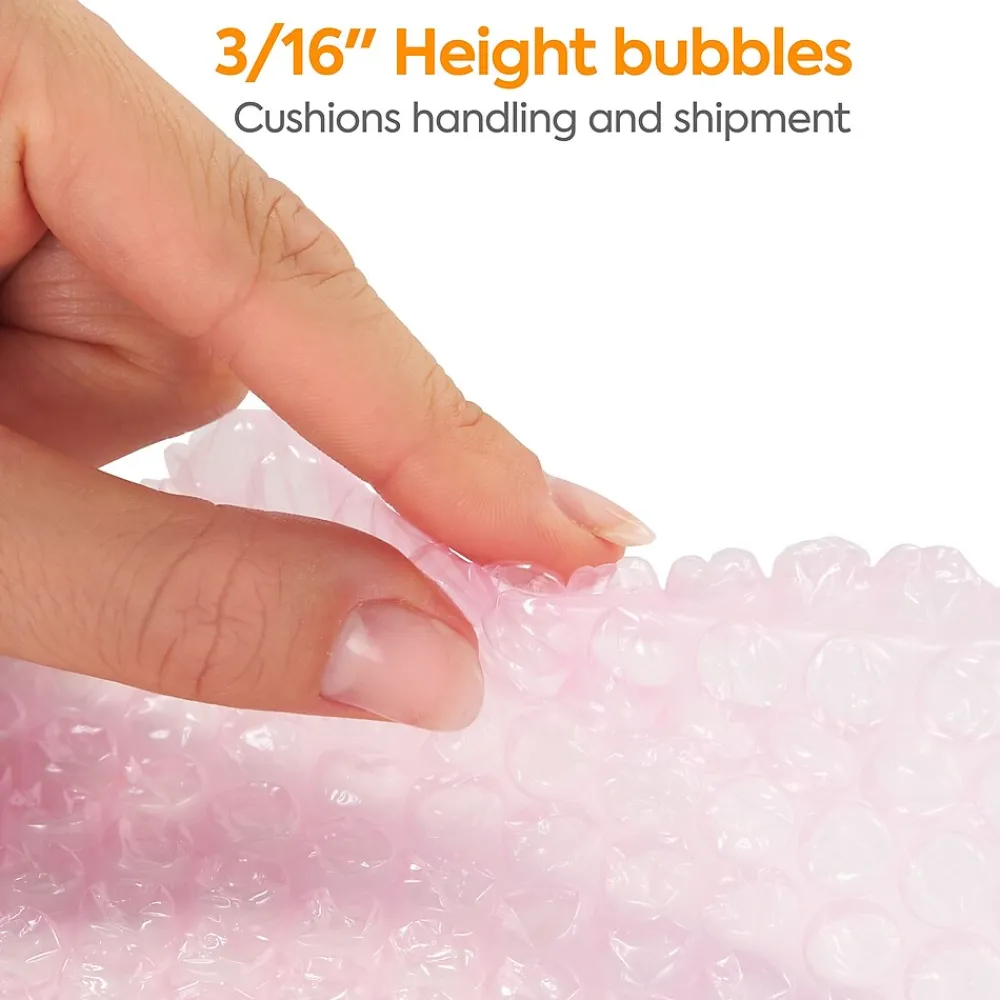 New Staples 3/16" Anti-Static Bubble Roll, 24" x 30', AF23Pink (4069427)