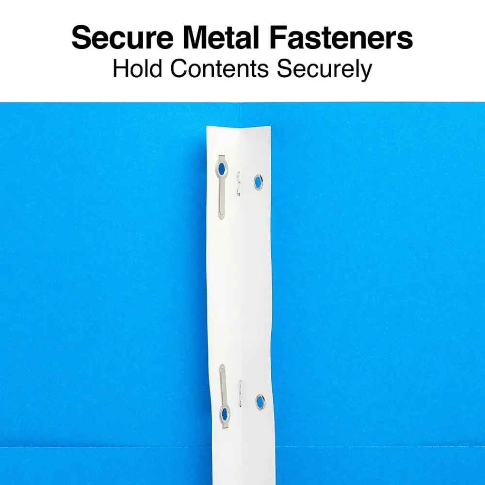 Pocket Folders|Staples 10% Recycled Matte 2-Pocket Paper Presentation Folder with Fasteners, , 10/Pack (13389-CC) Light Blue