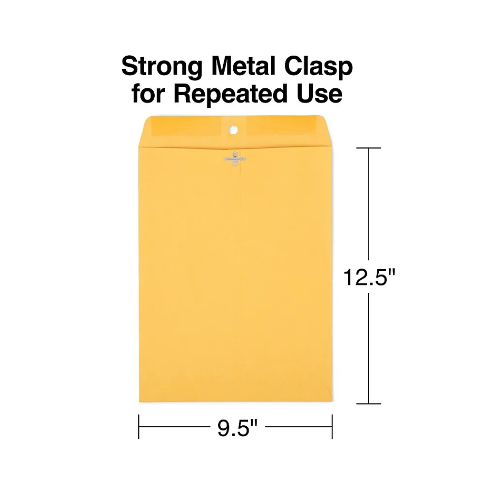 Discount Staples Clasp & Moistenable Glue #12.5 Kraft Catalog Envelopes, 9.5" x 12.5", Brown, 100/Box (535013/17076)