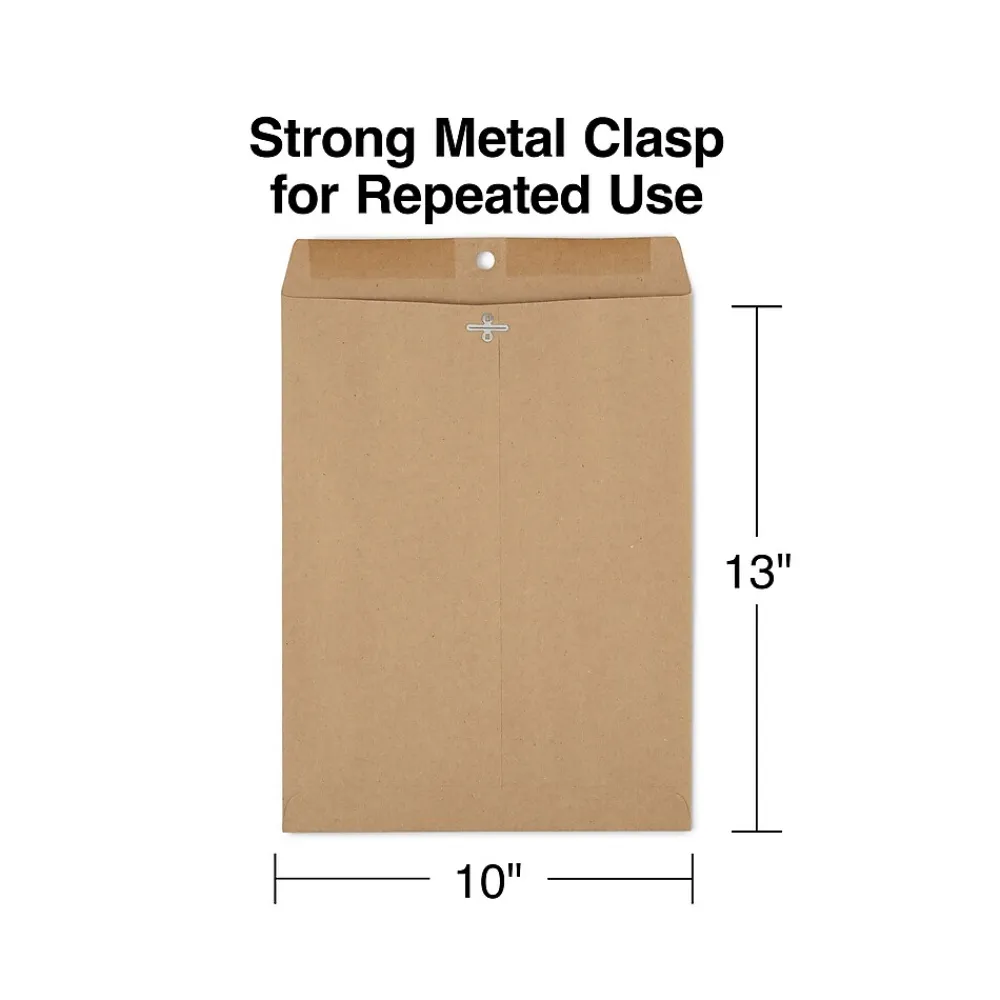 Staples Clasp & Moistenable Glue Catalog Envelopes, 10" x 13", Natural Brown, 100/Box (19965)