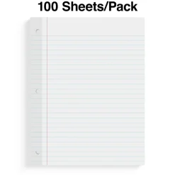 Filler Paper|Staples College Ruled Filler Paper, 8.5" x 11", 100 Sheets/Pack, 12 Packs/Carton (TR16183)