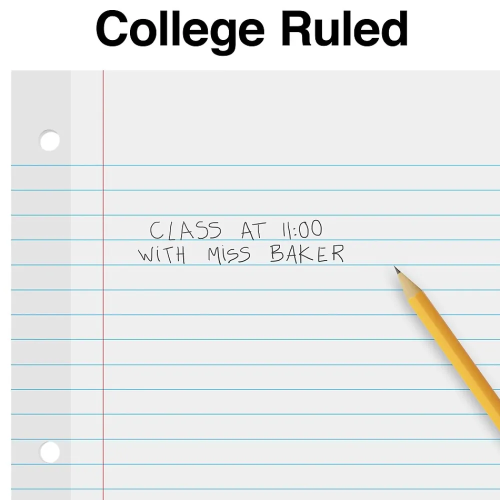 Filler Paper|Staples College Ruled Filler Paper, 8.5" x 11", 100 Sheets/Pack, 12 Packs/Carton (TR16183)