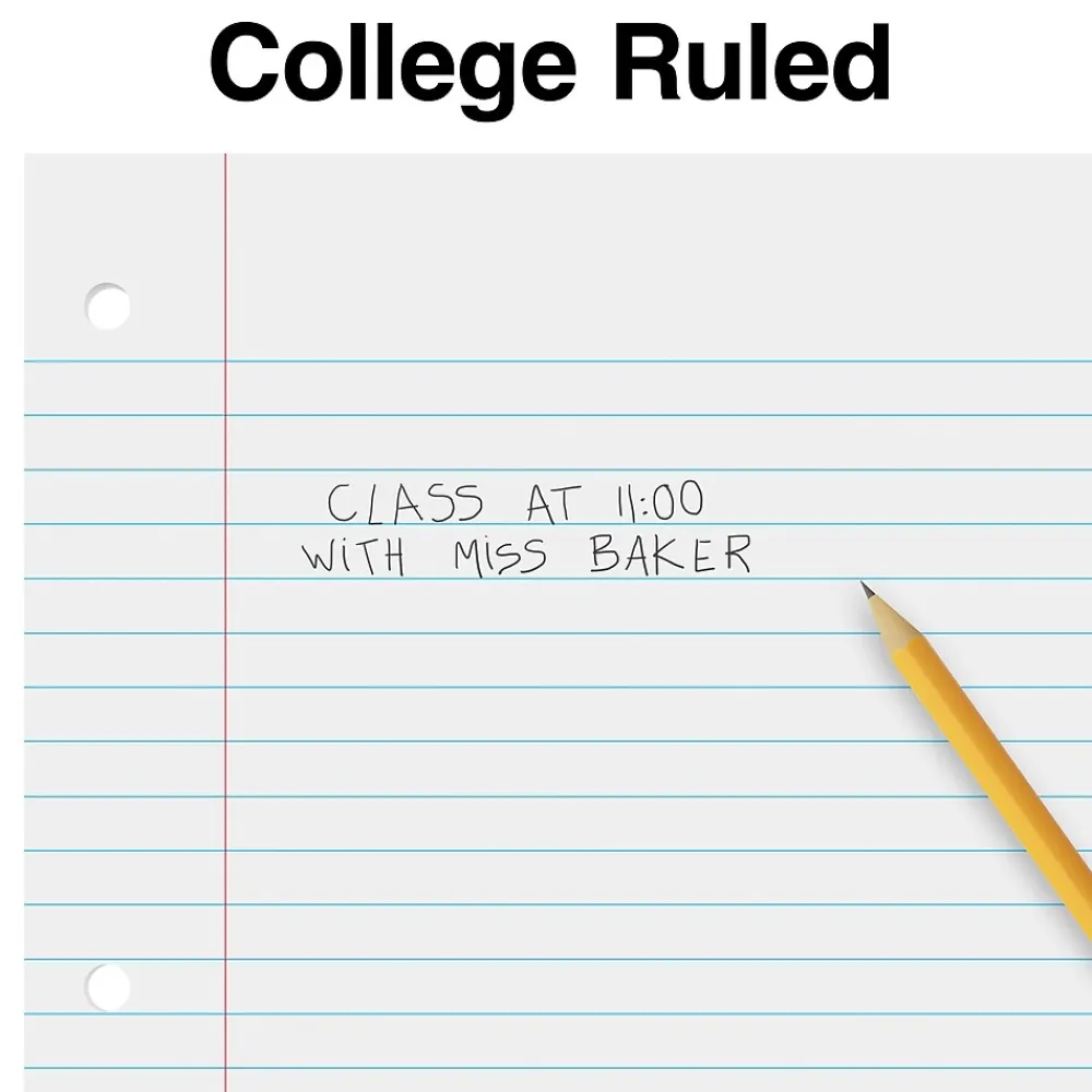 Filler Paper|Staples College Ruled Filler Paper, 8" x 10.5", White, 120 Sheets/Pack, 36 Packs/Carton (TR37427)