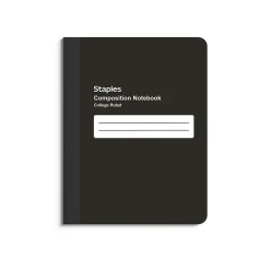 Composition Notebooks|Staples Composition Notebook, 7.5" x 9.75", College Ruled, 80 Sheets, (ST55083) Black