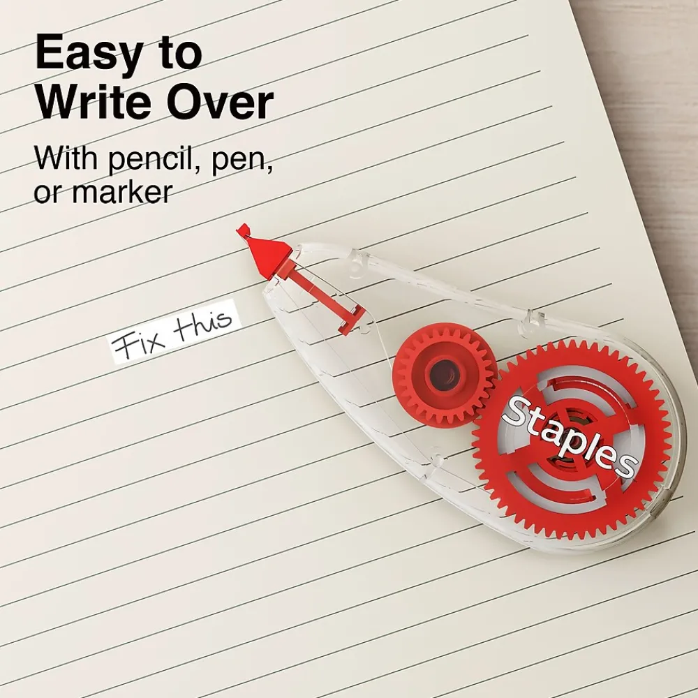 Correction & White-Out|Staples Correction Tape, White, 10/Pack (ST59822/51666)